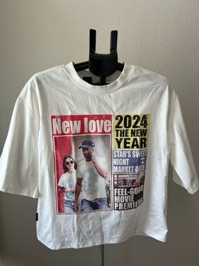 NFINITY White Crewneck Tee with Black Brand Tag